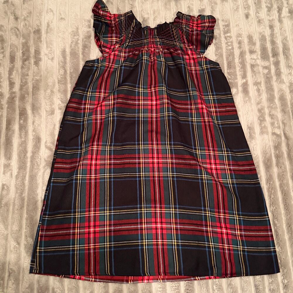 Crewcuts J.Crew Girls Plaid Smocked Flannel Nightgown‎ Sleepwear Size M (8-9)